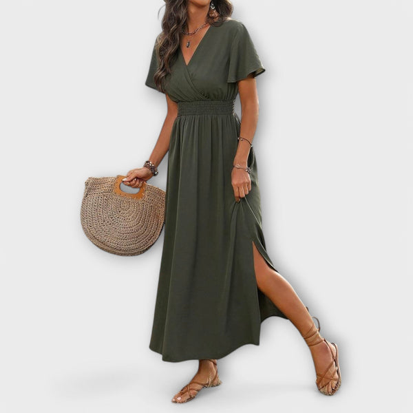 Elegantní boho šaty s výstřihem do V a dlouhým rukávem