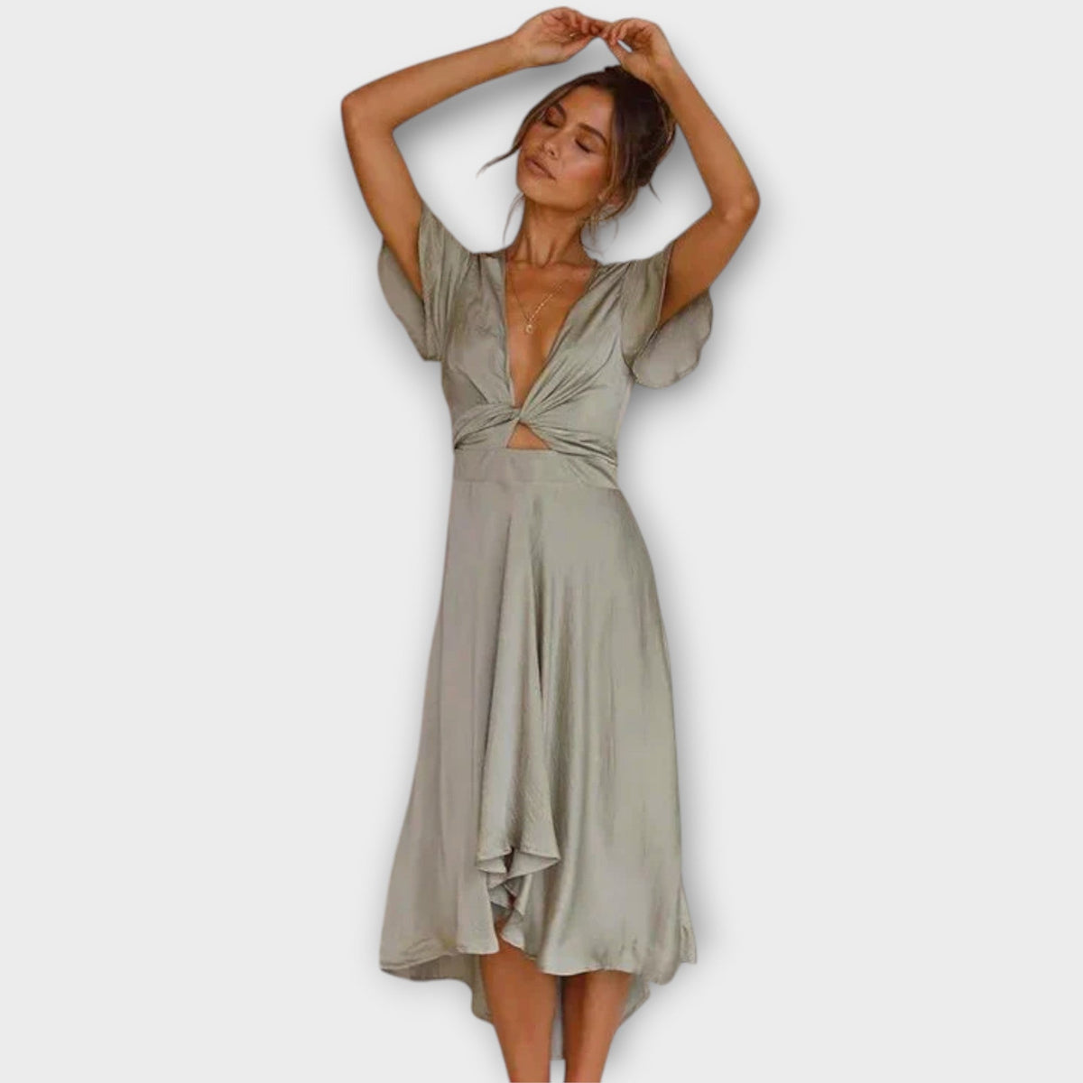 Elegantní midi šaty s výstřihem do V – Margret